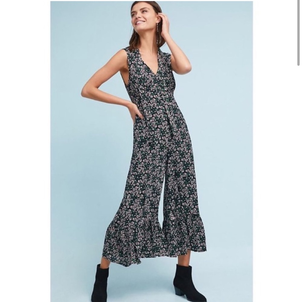 Anthropologie Maeve Ansonia Floral Wide Leg Flare Jumpsuit-Size 2. EUC
